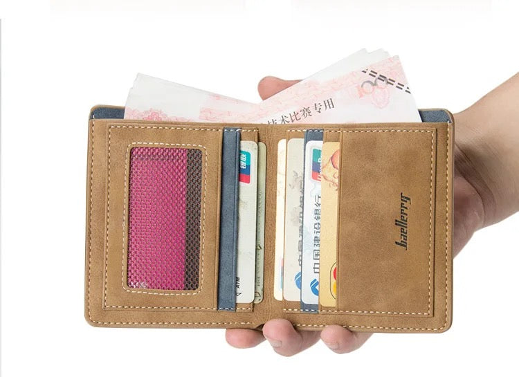 Men's Short Mini Wallets Top Men Casual Coin Bag Minimalist Thin Purse Card Pack Purse Fashion PU Leather Wallet for Men